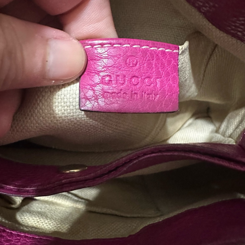 GUCCI ❤️🌟SOHO MAGENTA PEBBLED LEATHER TOTE⭐️ - Picture 10 of 15